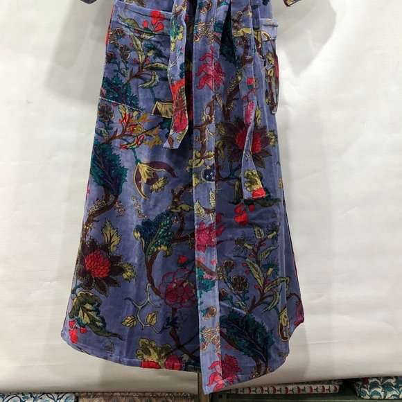 Floral Print Velvet Kimono Luxury Jacket, Party Boho Robe Lounge Wear - Unisex - Picture 11 of 16